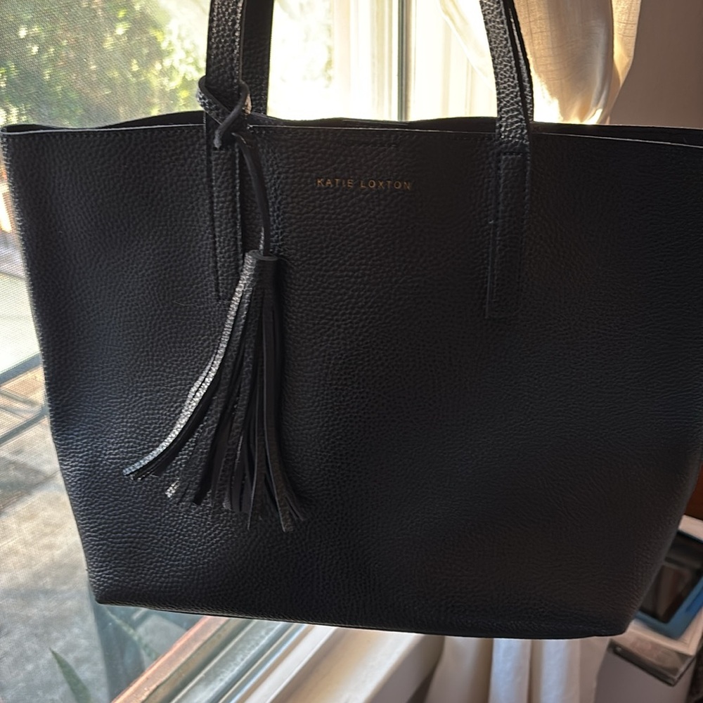 Katie Loxton Vegan Leather Dark Navy Tote Bag, EUC - Picture 2 of 7